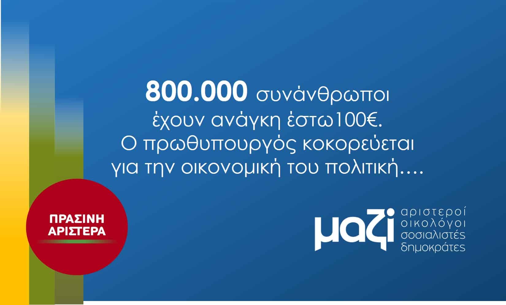 Πράσινη Αριστερά – ΜΑΖΙ: Market pass…εξαθλίωσης!