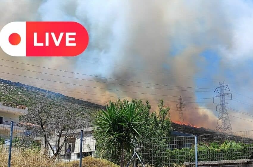 Live: Μεγάλη φωτιά στον Κουβαρά - Μέτωπο και στο Λουτράκι (video)