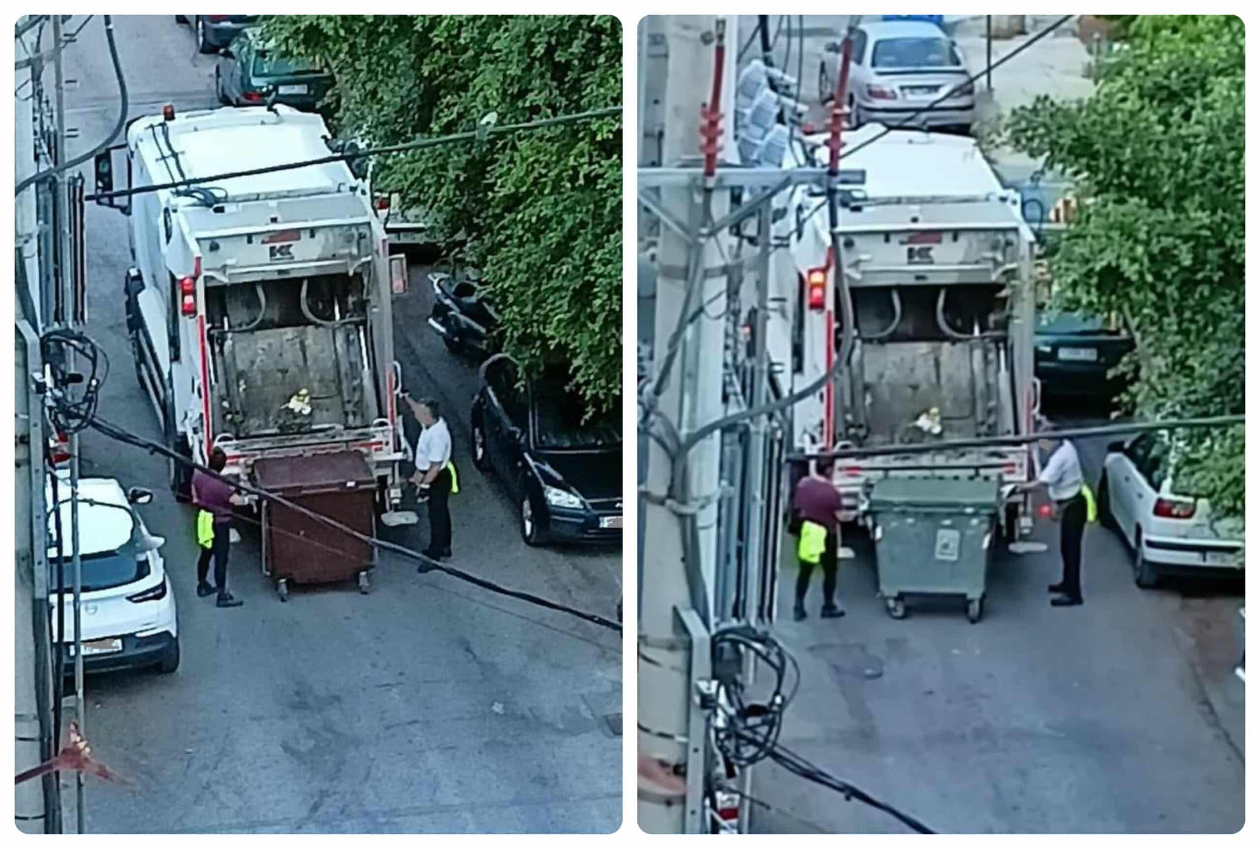 Και πάλι καφέ και πράσινο κάδος σε ένα