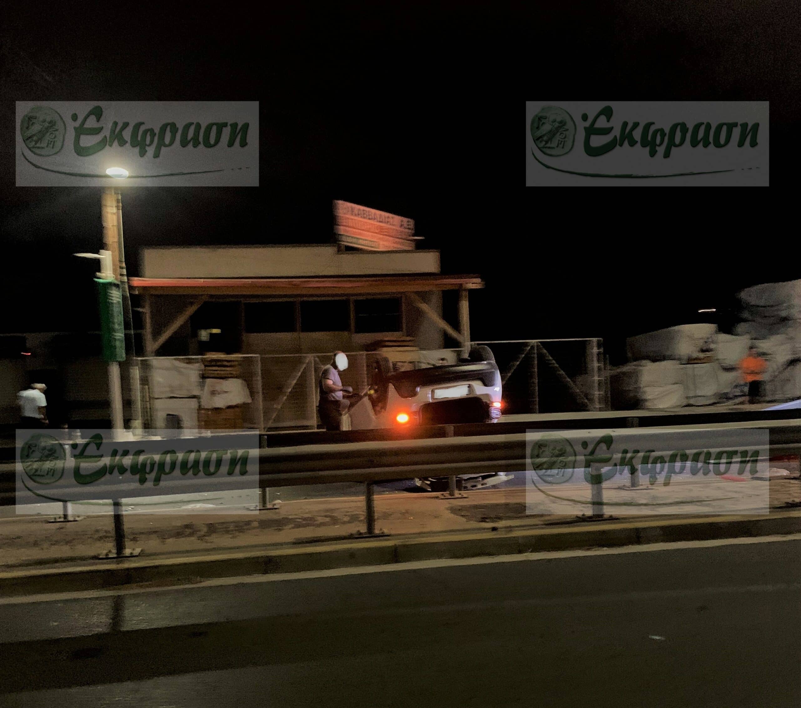 Σοβαρό τροχαίο στο Ηράκλειο - Αμάξι αναποδογύρισε