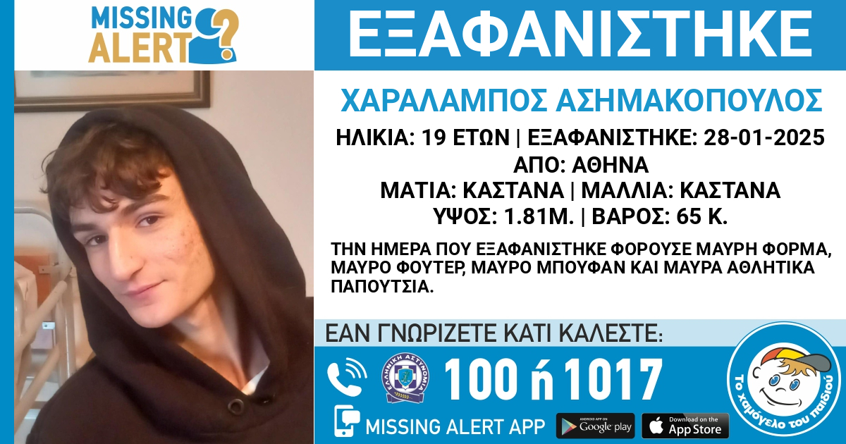 Εξαφάνιση 19χρονου στο Γαλάτσι